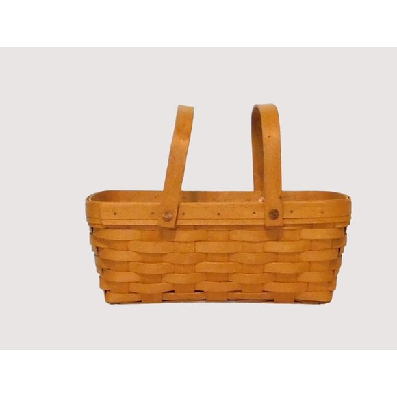 Longaberger 1999 Rectangle Chore Basket Handles Fabric Plastic Liners - Picture 5 of 12